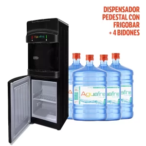 Dispensador con Frigobar + 4 Bidones 20 lts.