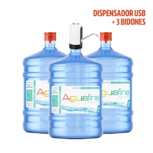 Dispensador USB + 3 Bidones 20 lts.