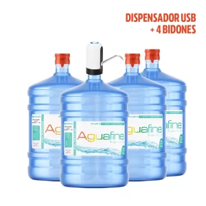 Dispensador USB + 4 Bidones 20 lts.