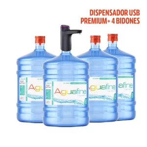 Dispensador USB Premium + 4 Bidones 20 lts.