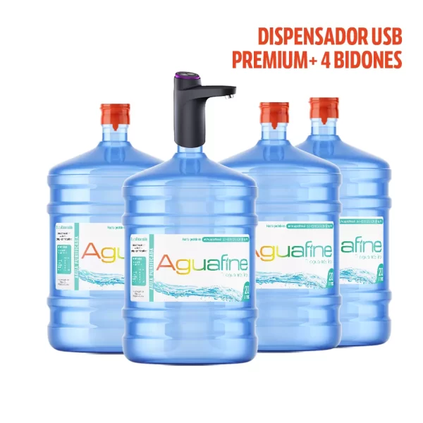 Dispensador USB Premium + 4 Bidones 20 lts.